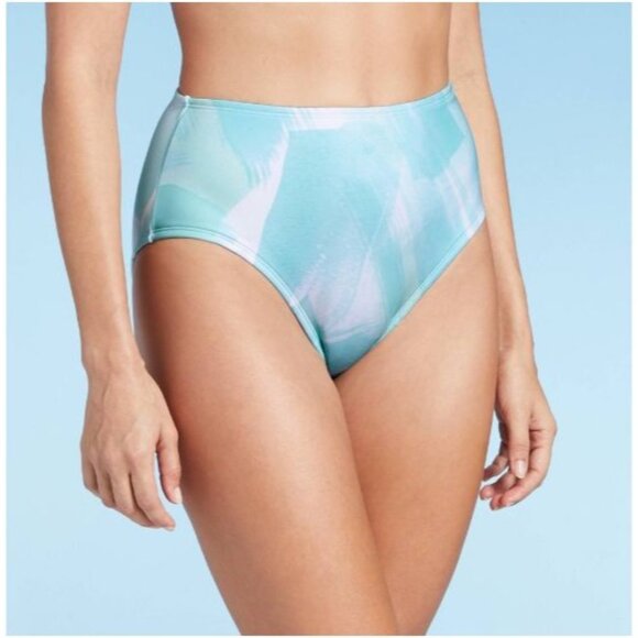 Kona Sol Women's High Waist Medium Coverage Swimsuit Bottom Blue Size M - Picture 1 of 4